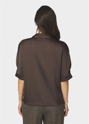 Carm heavy sateen skjorte Dark Brown Neo Noir